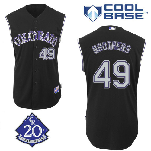 Rex Brothers #49 MLB Jersey-Colorado Rockies Men's Authentic Alternate 2 Black Baseball Jersey